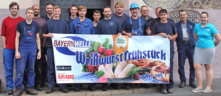 Bayernwelle Weißwurstfrühstück 14 Juli 2017 beim Stahlwerk Annahütte in Hammerau