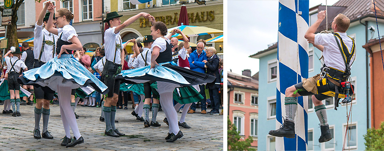 Maibaumaufstellen am Stadtplatz Traunstein 2018